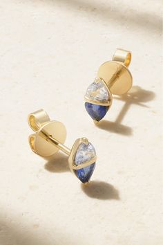 Emily P. Wheeler's Art Deco-inspired jewelry still manages to feel so fresh. Dainty enough for every day, these earrings feature tonal-blue sapphires separated by a single 18-karat gold bar that makes a geometric shape. Stack them with other colorful styles or your favorite antique pieces. Fine Jewelry Sapphire Earrings With Diamond Cut, Fine Jewelry Sapphire Tanzanite Earrings, Fine Jewelry Tanzanite Earrings In Sapphire Color, Sapphire Tanzanite Earrings Fine Jewelry, Yellow Gold Tanzanite Jewelry With Matching Earrings, Ethical Sapphire White Gold Earrings, Diamond Cut Sapphire Earrings For Gift, Gift Sapphire Earrings With Diamond Cut, Gold Sapphire Earrings With Prong Setting