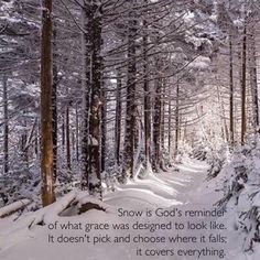 snow is god's reminder of what grace was designed to look like it doesn't pick and choose where it falls, it covers everything