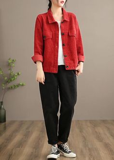 Short Jackets, Coats Women, Comfortable Room, Red Shorts, Short Jacket, Cup Size, Red Jacket, Fabric Cotton, Red Leather Jacket