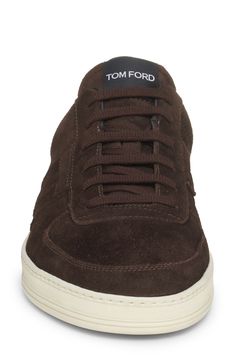 Elevate your laid-back looks with this low-top sneaker crafted of velvety calfskin suede and subtly branded with T-shaped overlays at the sidewalls. Lace-up style Leather upper/leather and textile lining/rubber sole Made in Italy Men's Designer Shoes Mens Designer Shoes, Sneaker Men, Up Styles, Tom Ford, Low Top, Designer Shoes, Top Sneakers, Calf Skin, Rubber Sole