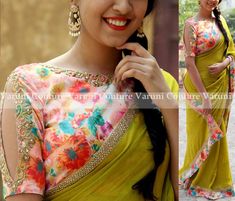 desigenr blouses for silk sarees Floral Silk Saree, Silk Saree Blouse Design, Blouse Design Ideas, Floral Blouse Designs, Blouse Designes, Saree Blouse Design, Keep Me Stylish, New Blouse Designs