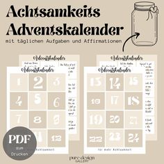 a poster with numbers and an image of a mason jar on the front, in german