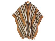 "Unique Peruvian Alpaca Wool Men's PonchoAlpaca wool forms intricate geometric patterns in natural colors. The undyed yarn showcases the soft beige, cream, brown and black tones of this Andean animal.  Size: 72\" L  x  54\" W" Bohemian Beige Poncho Cape, Traditional Handwoven Poncho For Fall, Hippie Brown Poncho For Winter, Hippie Brown Poncho For Festivals, Brown Bohemian Kaftan For Fall, Bohemian Brown Kaftan For Fall, Traditional Brown Poncho For Festival, Traditional Brown Cape For Fall, Brown Bohemian Cape Poncho