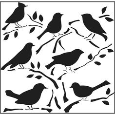 the silhouettes of birds are shown in black and white