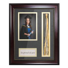 PRICES MAY VARY. MATERIAL: The frames are made of high quality recyled polystyrene with a nice mahogany wood grain finish, durable and environmentally friendly. Clear high definition glass protect your photos from dust, moisture and scratches, make your pictures great for years. SIZE: Made to display 4" x 6" photos and traditional 9" tassels with black over gold double mat. 2" x 4" card "class of 2023" is removable. 1.25" wide and 1" thick molding. Picture opening size 3.5" x 5.5". Tassel openin Graduation Display, Photo Shadow, Graduation Picture Frames, Graduation Photo Frame, Class Of 2023 Graduation, Graduation Frame, Tabletop Design, 2023 Graduation, Bead Frame