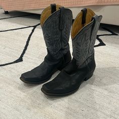 Cowboy Boots Worn Once Before, In Great Condition Black Cowboy Boots, Mens Cowboy Boots, Western Cowboy Boots, Western Boots, Cowboy Boots, Boots Men, Cowboy, Black And Grey, Men's Shoes