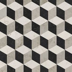 a black and white tiled floor with squares