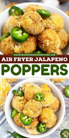 Here's a football party idea that you can share! Air fryer jalapeno poppers are an easy game day recipe. It's spicy, made from shredded cheddar, cream cheese, bacon, panko crust, and garlic. Enjoy this simple, crowd-pleasing appetizer recipe! Air Fryer Jalapeno Poppers, Popper Bites, Fried Jalapeno Poppers, Air Fryer Jalapeno, Jalapeno Bites, Cream Cheese Jalapeno Poppers, Jalapeno Popper Bites, Bacon Jalapeno Poppers, Poppers Recipe