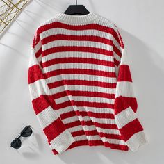 Fabric name: chenilleMain fabric composition: polyester (polyester fiber)Pattern: stripesVersion: loose typeLength: ordinary style (50cm <; Length ≤65cm)Collar type: round neckSleeve length: long sleevesPopular elements: contrasting colorsColor: red, blueSize: S,M,L,XL Sweater For Women, Casual Stripes, Women Sleeve, Casual Fits, Women Pullover, Elegant Fashion, Sleeve Sweater, Types Of Collars, Winter Women