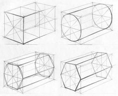 four different views of the same object, each with its own point of view and perspective