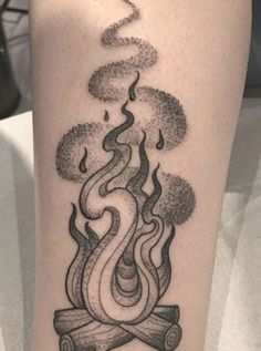 Black Flames Tattoo, Asher Tattoo, Matchstick Tattoo, Wolf Tattoo Traditional, Flames Tattoo, Stippling Tattoo, Black Flames, Pocket Watch Tattoos, King Tattoo