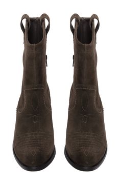 Built on a flexible rubber sole, this Western-inspired suede boot makes style effortless with its walkable block heel and quick side zip closure. 2" heel Side zip closure Leather upper/synthetic lining/rubber sole Imported Suede Ankle Boots With Zipper, Suede Ankle Boots With Zipper Closure, Suede Heeled Boots With Zipper And Round Toe, Suede Platform Boots With Block Heel, Suede Heeled Boots With Zipper Closure And Round Toe, Fall Suede Heeled Boots With Zipper, Fall Suede Heeled Boots With Zipper Closure, Suede Medium Width Ankle Heeled Boots, Suede Ankle Boots With Medium Width