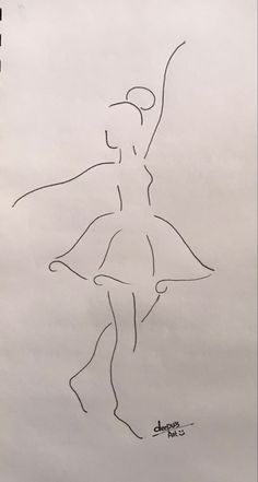 a drawing of a ballerina is shown in black and white