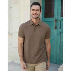 【Performance Material】: 83%Nylon, 17%Spandex. Lightweight, breathable,4-Way Stretch, Wrinkle-free, quick-dry and moisture wicking fabric.The men polo shirt keep you cool and fresh all day. 【Design】: 3 buttons under the turndown collar, simple and neat, decorating the neckline. Split hem ensures you with maximum comfy and move well when playing golf, tennis or any vigorous exercises. 【Match】: Highly versatile, with the ability to be dressed up with slacks and brogues for the office or down with j Casual Collared Wrinkle-resistant Tops, Casual Collared Top, Moisture-wicking Polo Shirt With Four-way Stretch, Collared Moisture-wicking Tops With 4-way Stretch, Moisture-wicking Collared Tops With 4-way Stretch, Collared Tops With Moisture-wicking And 4-way Stretch, Sport Activities, Mens Business Casual Outfits, Men Polo Shirt