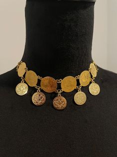 Lira Choker Necklace for Women Coin Jewelry - Etsy Gold Coin Pendant Necklace For Festival, Festival Gold Clavicle Chain Choker, Gold Clavicle Chain Choker For Festival, Gold Festival Choker With Clavicle Chain, Gold Necklace With Coin Pendant For Festival, Adjustable Metal Coin Necklace, Gold Round Choker For Festivals, Elegant Clavicle Coin Necklace, Elegant Clavicle Chain Coin Necklace