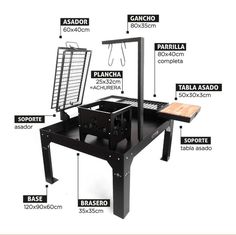 an image of a table with parts labeled in english and spanish on it's side