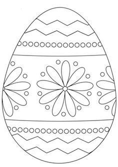 an easter egg that is decorated with flowers and dots on the side, in black and white