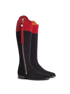 Making its debut at Burghley Horse Trials, this trot-up perfect British Equestrian edition of our much-loved Regina is made for three-day events and horse shows. Our iconic Regina needs no introduction, but here it is as you’ve not seen it before – in navy topped with red to celebrate the British Equestrian team. Available in three fits and two heel heights, their bright red tops and tassels bring a flourish of colour to jods, skinnies and minis alike. Three fits: Regular, Sporting and Narrow fo Burghley Horse Trials, Work Travel Bag, Smaller Calves, Womens Tall Boots, Fairfax And Favor, Horse Trials, Laptop Travel Bag, Red Tops, Never Say Never