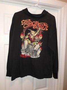 Vintage 1990 Aerosmith Pushead Tour Shirt. Long sleeve. SUPER RARE!!!!! 20" pit to pit and 25" in length.  Shipped with USPS First Class Package. Aerosmith Shirt, Aerosmith, Tour Shirt, Shirt Long Sleeve, First Class, Graphic Sweatshirt, Sweatshirts, Long Sleeve, How To Wear