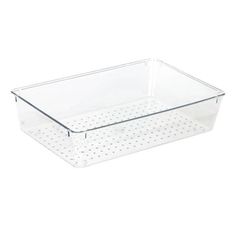 a clear plastic container with dots on the bottom