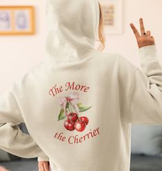 Welcome to our shop! Here's some info about our products:  * Q U I C K * F A C T S * ✺ It is a Gildan Sweatshirt. ✺ The classic fit of this sweatshirt ensures a comfy, relaxed wear while the crew neckline adds that neat, timeless look that can blend into any occasion, casual or semi-formal. ✺ Wash and dry normally (on cool for best results) * S I Z I N G * ✺ Please see the size chart on the photos. ✺ Sizing is Unisex so runs like men's, though not overly large ✺ Most women find their typical siz Trendy Summer Hoodie With Crew Neck, Trendy Summer Crew Neck Hoodie, Summer Cotton Hoodie With Graphic Print, Cotton Graphic Print Summer Hoodie, Casual Long Sleeve Top With Cherry Print, Trendy Relaxed Fit Top With Cherry Print, Coquette Sweater, Aesthetic Clean Girl, Summer Sweatshirt