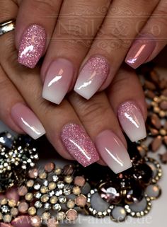 Sparkly Acrylic Nails, Baby Boomers Nails, Ombre Nails Glitter