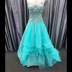 Aqua Strapless Beaded Top Layered Tool Bottom Princess Dresses, Sherri Hill Dresses, Beaded Top, Sherri Hill, Size 6 Dress, Princess Dress, Ball Gown, Ball Gowns, Our Wedding