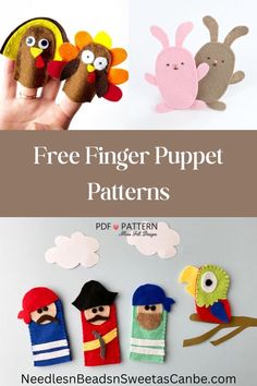 finger puppet puppets with text overlay that says free finger puppet patterns