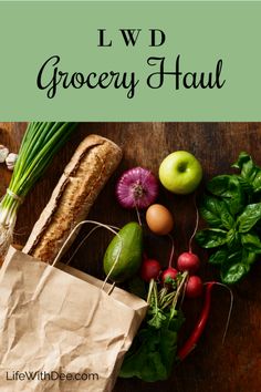 an image of grocery haul with text overlay