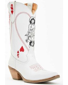 Dingo Women's Queen A Hearts Western Boots - Snip Toe Red And White Cowboy Boots, Women's Cowboy Boots, Dingo Boots, Boys Cowboy Boots, Girl Cowboy Boots, Womens Cowgirl Boots, Twisted X Boots, Boot Barn, Womens Work Boots