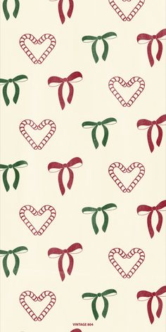 a white background with red, green and blue bows on it's sides that are drawn in the shape of hearts