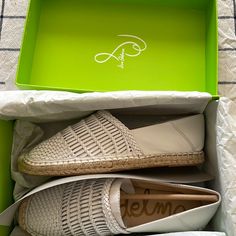 Brand New Never Worn White Leather Espadrilles Size 8 Very Comfortable And Airy Beige Leather Espadrilles With Woven Sole, Casual Woven Leather Flats With Round Toe, Beige Woven Leather Espadrilles For Spring, Spring Beige Woven Leather Espadrilles, Spring Woven Leather Flats With Round Toe, Casual Beige Espadrilles With Woven Leather, Casual Beige Woven Leather Espadrilles, Leather Espadrilles With Woven Sole And Round Toe, Everyday Leather Flat Heel Espadrilles