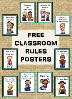 the classroom rules poster is shown with different pictures