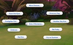 the screenshot shows different types of plants and animals in an animated environment with text