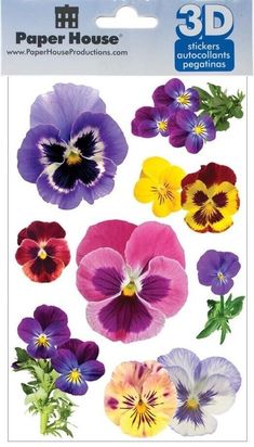 paper house stickers - pansies