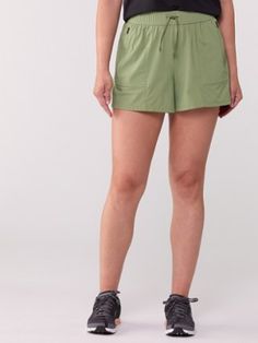 With ample pockets  sun protective fabric and a water-repellent finish  the women's Janji Omni 4 in. shorts are equally equipped for trail runs  dips in the water and relaxed summit lunches. Summer Trail Running Activewear With Built-in Shorts, Moisture-wicking Shorts For Trail Running In Summer, Casual Trail Running Shorts, Athleisure Bottoms For Trail Running In Summer, Green Lightweight Short Bottoms, Stretch Nylon Shorts For Hiking, Casual Athletic Shorts For Trail Running In Summer, Green Outdoor Activewear Shorts, Lightweight Functional Shorts For Outdoor