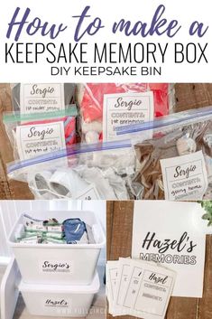 how to make a keepsake memory box with free printables and instructions on the inside