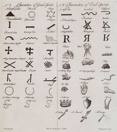 an old book with different types of symbols and letters written in cursive writing