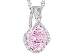 Bella Luce® pink and white diamond simulants 5.24ctw oval and round, rhodium over sterling silver starry cut pendant. Includes a 18" L x 0.03" W singapore chain that has a 2" extender and lobster claw clasp closure. Pendant measures approximately 0.75" L x 0.44" W. Diamond equivalent weight is 3.17ctw. Pink Oval Fine Jewelry, Pink Oval Cubic Zirconia Necklace, Pink Oval Cubic Zirconia Necklaces, Pink Sterling Silver Oval Pendant Jewelry, Pink Pendant Jewelry With Diamond Accents, Pink Sterling Silver Jewelry With Oval Pendant, Pink Sterling Silver Jewelry With Center Stone, Sterling Silver Jewelry With Pink Center Stone, Dazzling Pink Gemstone Jewelry