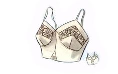 an illustration of a bra that has been cut out to look like it is being worn by someone