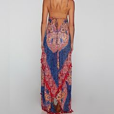 We Love Offers! We Accept 95% Of Offers Made As Long As They Are Fair. Women's Lovestitch Bohemian Halter Maxi Dress -Red W/Blue, White, & Yellow Batik Print -Size S/M Or M/L -100% Cotton -Adjustable Tied Halter Back -Ankle Length -Wear As A Dress Or A Swimsuit Coverup -Hand Wash New With Tags. Perfect Condition. No Damage. Never Worn Or Washed. Comes From A Smoke Free & Pet Free Home. Multicolor Ikat Print Maxi Dress For Beach, Multicolor Batik Print Vacation Dress, Multicolor Batik Print Dress For Vacation, Bohemian Multicolor Ikat Print Dress, Bohemian Maxi Dress With Bandhani Print, Patterned Festival Dresses For Beach Season, Beach Dresses With Ikat Print, Red Batik Print Maxi Dress, Bohemian Bandhani Print Maxi Dress