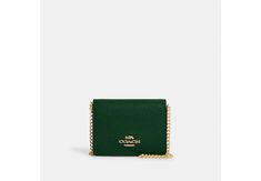 Luxury Coach Evening Wallet On Chain, Black Wallet On Chain With Removable Pouch, Black Wallet On Chain With Card Slots, Coach Mini Wallet On A Chain, Gold Rectangular Wallet On Chain With Gold-tone Hardware, Leather Wallet With Chain, Rectangular, Wallet On Chain, Coach Outlet, Mini Wallet