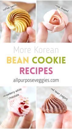 the recipe for korean bean cookie is shown in four different pictures