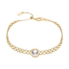 Luxury Gold Akoya Pearl Bracelets, Formal Pearl White Bracelet With Pearl Chain, Formal Pearl White Pearl Bracelet With Pearl Chain, Formal Pearl White Pearl Chain Bracelet, Elegant Pearl Chain Bracelet With Pearl Drop, Formal Pearl Beaded Bracelets With Pearl Chain, Elegant Pearl Chain Bracelet For Formal Occasions, Formal Pearl Charm Chain Bracelet, Formal Adjustable Pearl Chain Bracelet