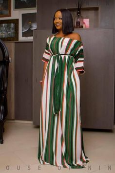 Printed Green Dress, Long African Dresses, Ethno Style, Afrikaanse Mode, African Maxi Dresses, Classy Dress Outfits, African Fashion Women, African Print Fashion Dresses, African Clothing Styles