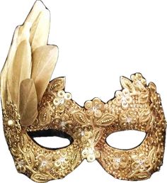 Artistic Gold Masquerade Mask For Costume, Gold Fantasy Masquerade Mask For Party, Elegant Gold Masquerade Mask, Gold Masquerade Mask For Theater And Festivals, Gold Venetian Masquerade Mask For Theater, Gold Masquerade Mask, Feather Fan, Makeup Stain, Venetian Mask