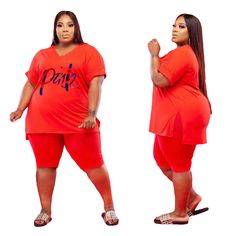 Fashion Women's V-neck Plus Size Casual Two-piece Set Fitted V-neck Sets, Trendy Stretch V-neck Sets, Plus Size Summer Casual, 2 Piece Short Set, Two Piece Short Set, Plus Size Two Piece, Plus Size Summer, Women Plus Size, Streetwear Outfits