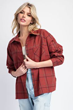 Check Pattern Long Sleeve Shirt | JQ Clothing Co. Classic Cotton Tops For Fall, Fall Cotton Tops With Button Closure, Cotton Tops With Button Closure For Fall, Collared Cotton Flannel Shirt For Fall, Cotton Flannel Shirt With Button Closure For Fall, Cotton Tops For Casual Gatherings In Fall, Relaxed Fit Cotton Flannel Shirt For Fall, Everyday Cotton Flannel Collared Shirt, Everyday Cotton Collared Flannel Shirt