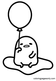 a black and white drawing of a balloon floating in the air with a smiling face on it