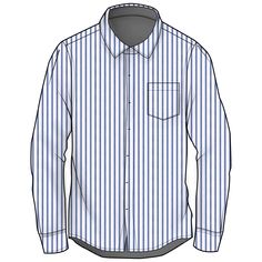 a blue and white striped shirt with a black collared shirt on the left side